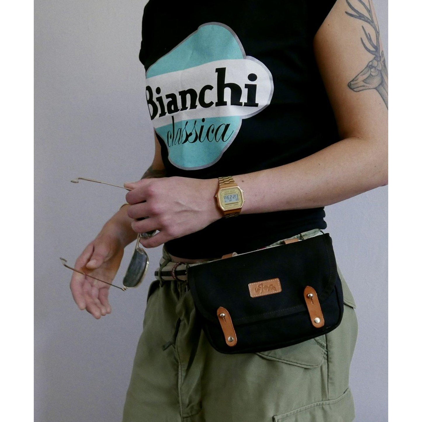 Corporal in black saddle bag - La Jefa and sons