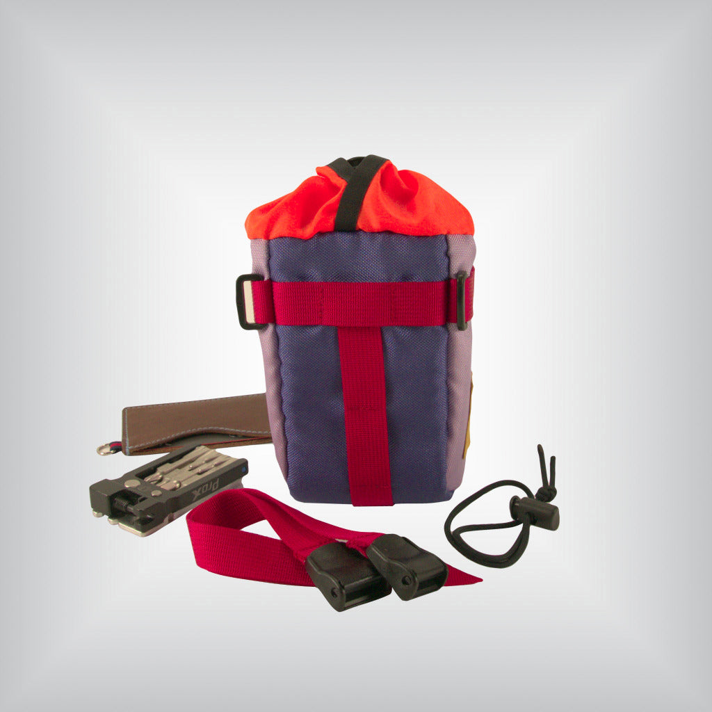 Cycling snack pack with mounting straps.