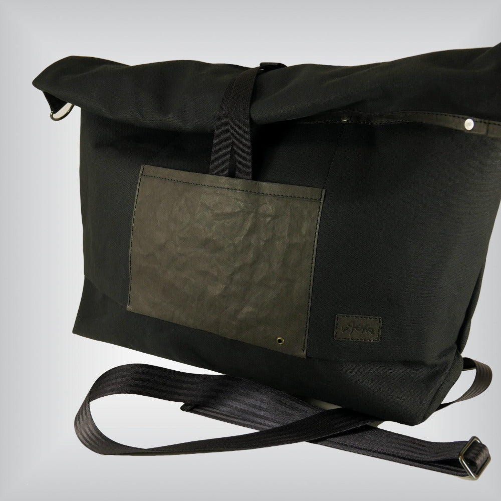 Black oversized tote for folding bike