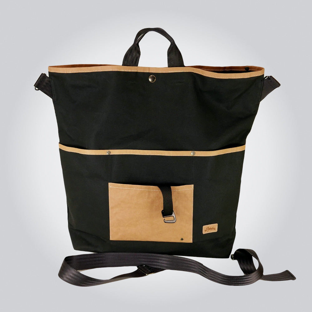 Black oversized tote for folding bike