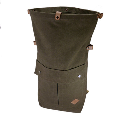 Opened spacious canvas backpack