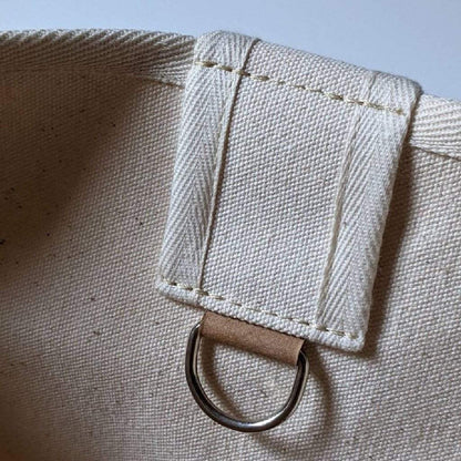La Jefa and sons handmade canvas bag details, keyring, stitching 
