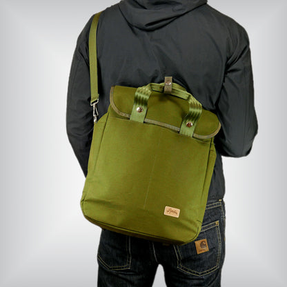 Olive green tote for foldable bike