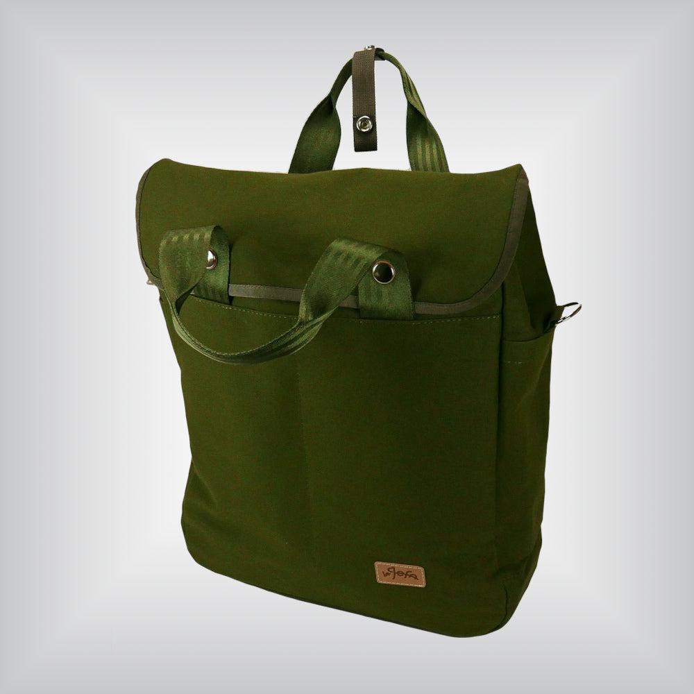 Olive green tote for foldable bike