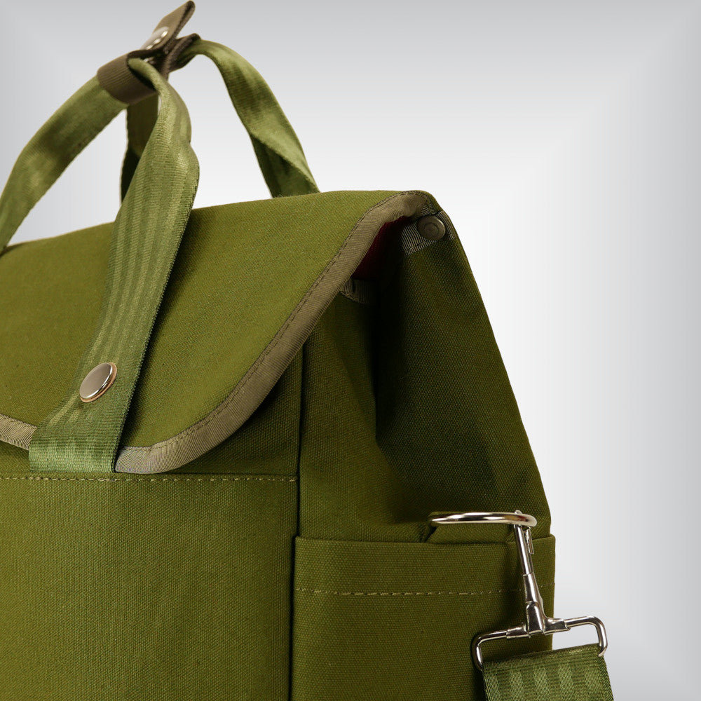 Olive green tote for foldable bike