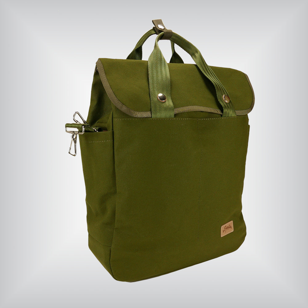 Olive green tote for foldable bike