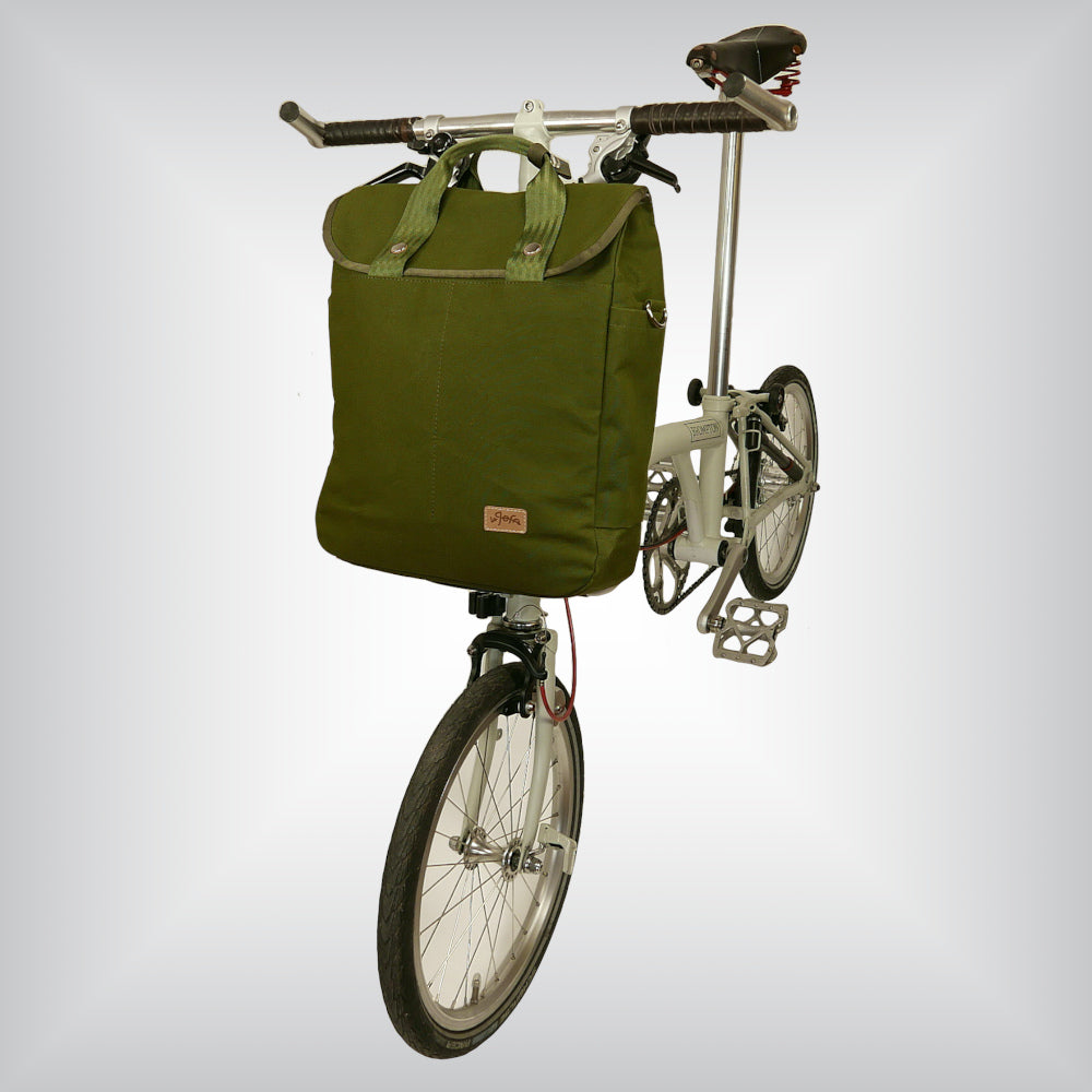 Olive green tote for foldable bike