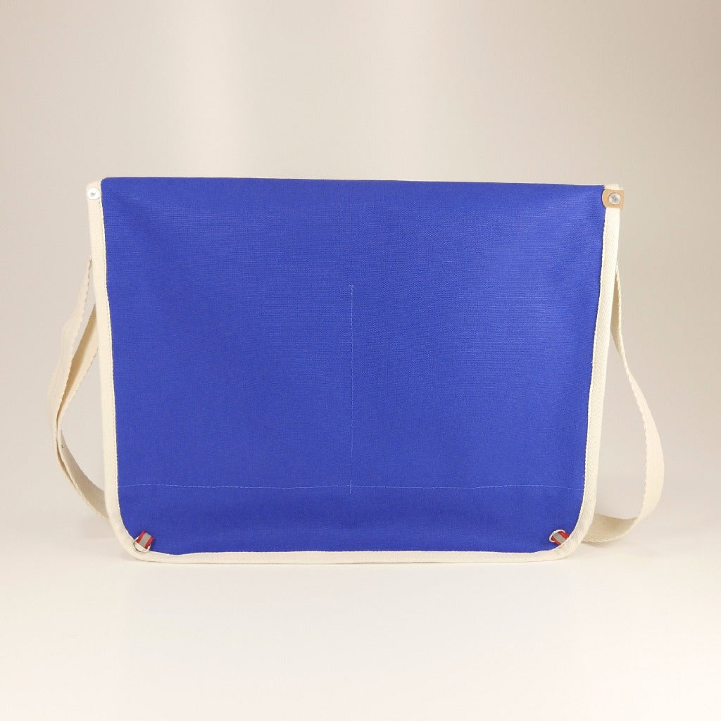 back of canvas cross body bag with stabilizer mounting system