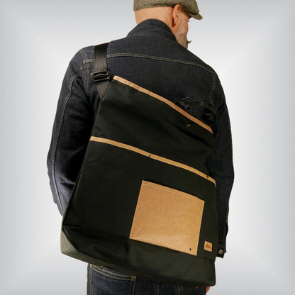 A canvas tote for a Brompton folding bicycle, perfect for shopping.